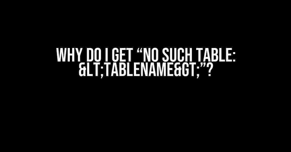 Why do I get “no such table: <tablename>”?